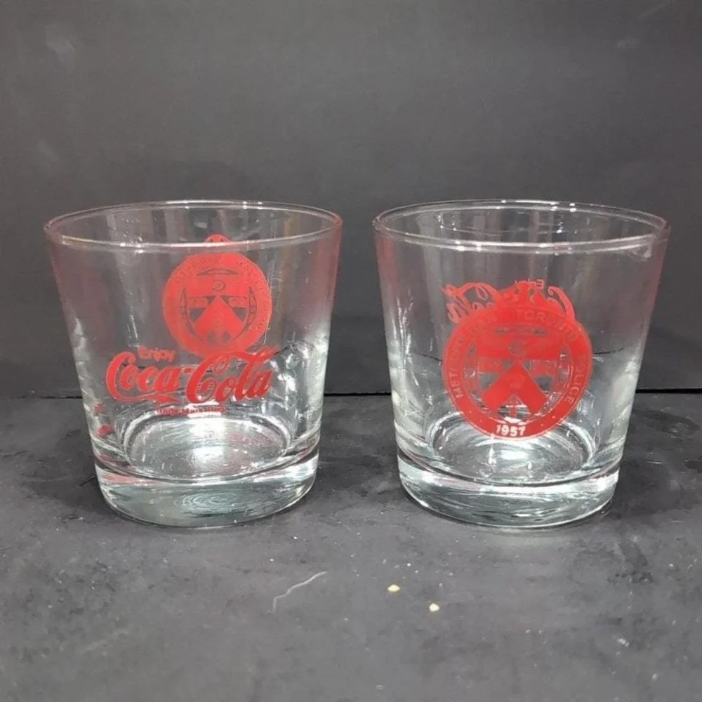 Coca Cola Toronto Police 1957 Drinking Tumblers, Set of 2, Replacement Glasses‎